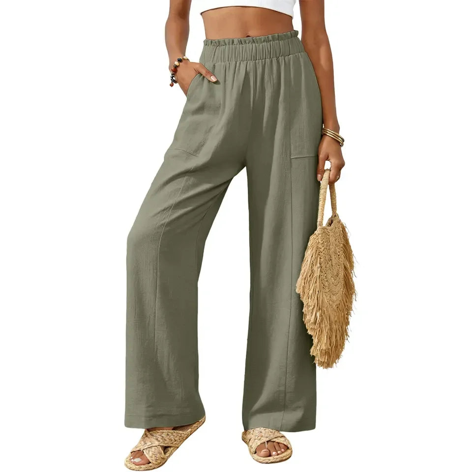 Women's Wide Leg Pants High Waist Loose Casual Trousers with Pockets