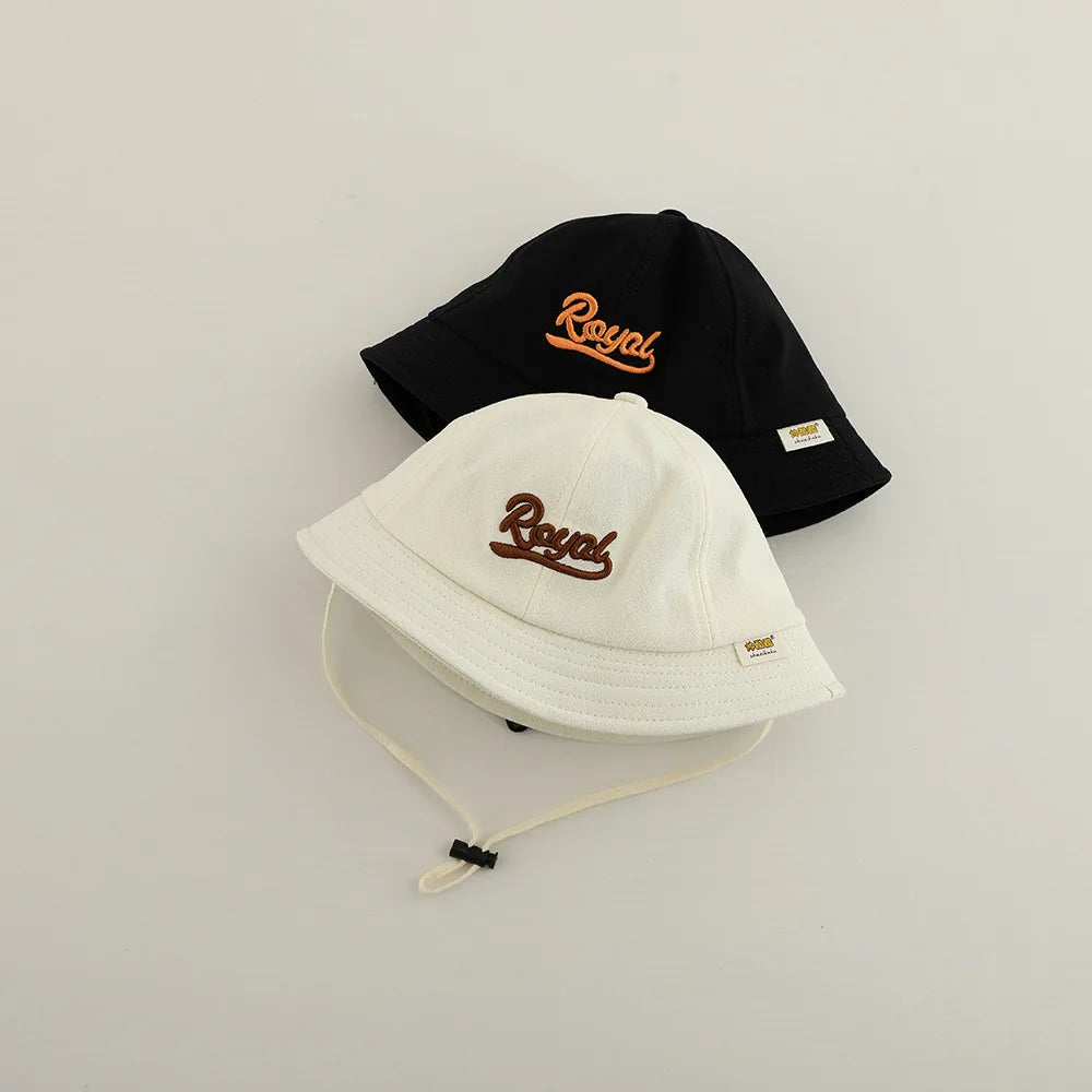 New Embroidered Letter Baby Bucket Hats Spring Sunhat Fishing Hat Sunshade Visor Boy Girl Outdoor Fashion Beach Cap For 6-24M