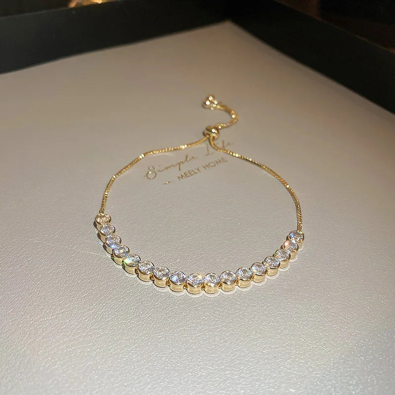 Wave Geometry Adjustable Bracelet Bangle Luxury Fashion Rhinestone Crystal Bracelets Women'S Wedding Wristband Jewelry