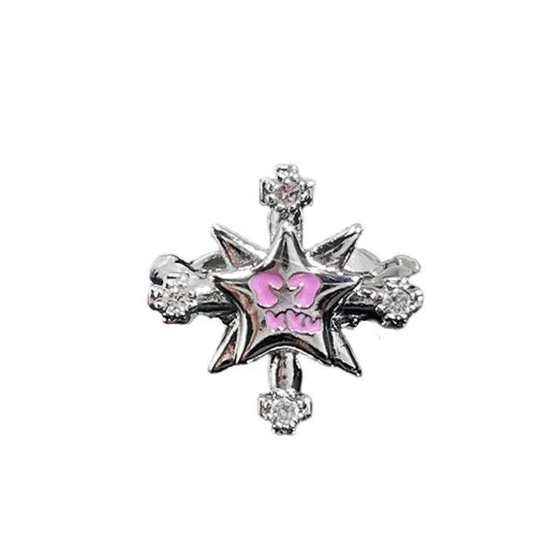 New Fashhhion Punk Dark Vintage Cross Open Rings For Women'S Luxury Copper Gold-Plated High-Quality Rings Y2K Style Jewelry