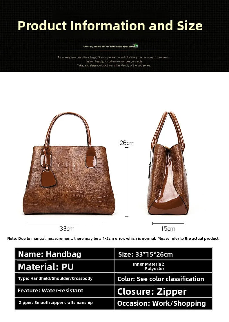 Fashionable Alligator Pattern Women's Handbag Hot Sale Of The Season New Large Versatile Single Shoulder Handbag Ladies Purse...