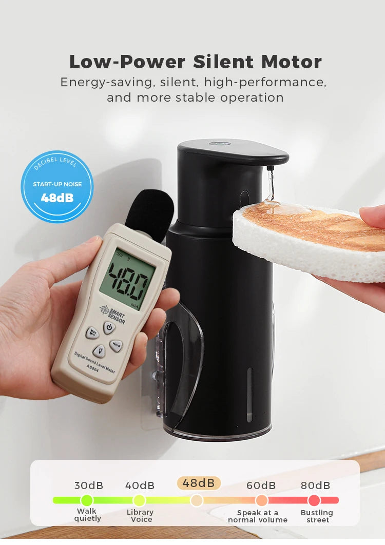 Dispensador de jabón de cocina de 480 ml con sensor automático, máquina de desinfectante de manos, dispensador de jabón eléctrico inteligente para gel de baño, acero inoxidable 304