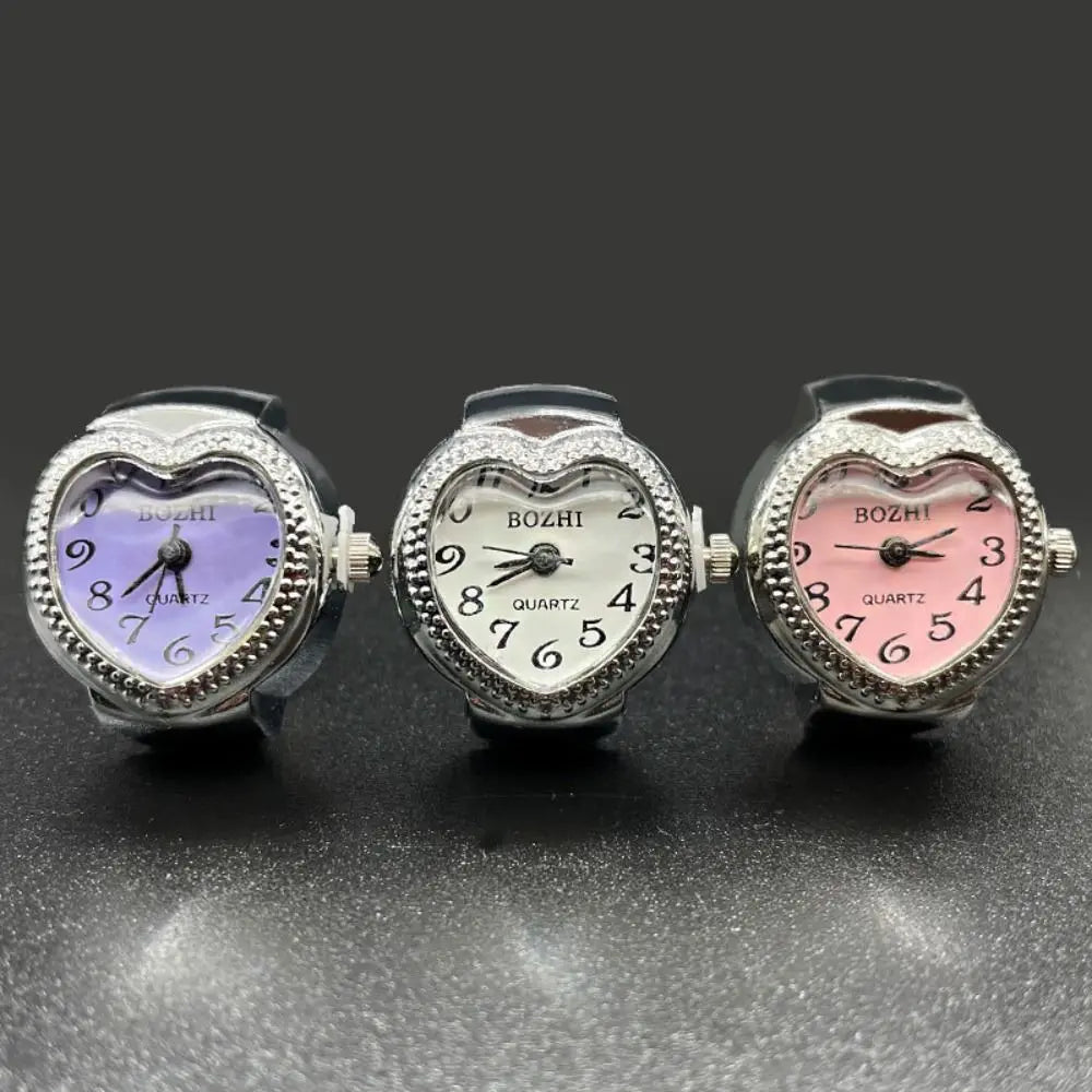 Vintage Heart Shape Quartz Finger Watch Ring