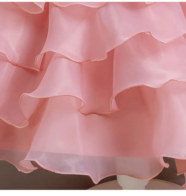 Fashion Flower Girl Dresses for Weddings Lace Mesh Sleevelss Birthday Dress Summer Children Girls Party Dress 2-12 Years