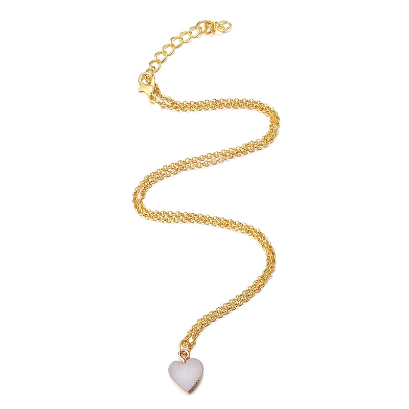 Romantic Peach Heart Necklace Resin Pendant On Stainless Steel Chain For Her Colorful Love Gift