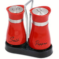 Botella de cristal para especias de cocina, juego de 2 molinillos de sal y pimienta recargables ajustables con estante, dispensador de especias con orificios para verter