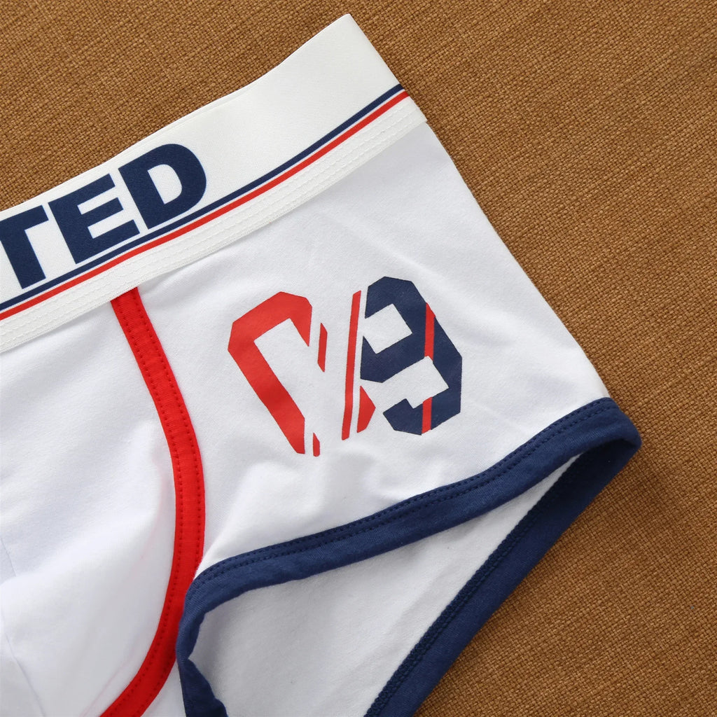 Men'S Korean Letter Pure Cotton Low Waist Underwear Elastic Style Fashion Trendy Flat Corner Pants
