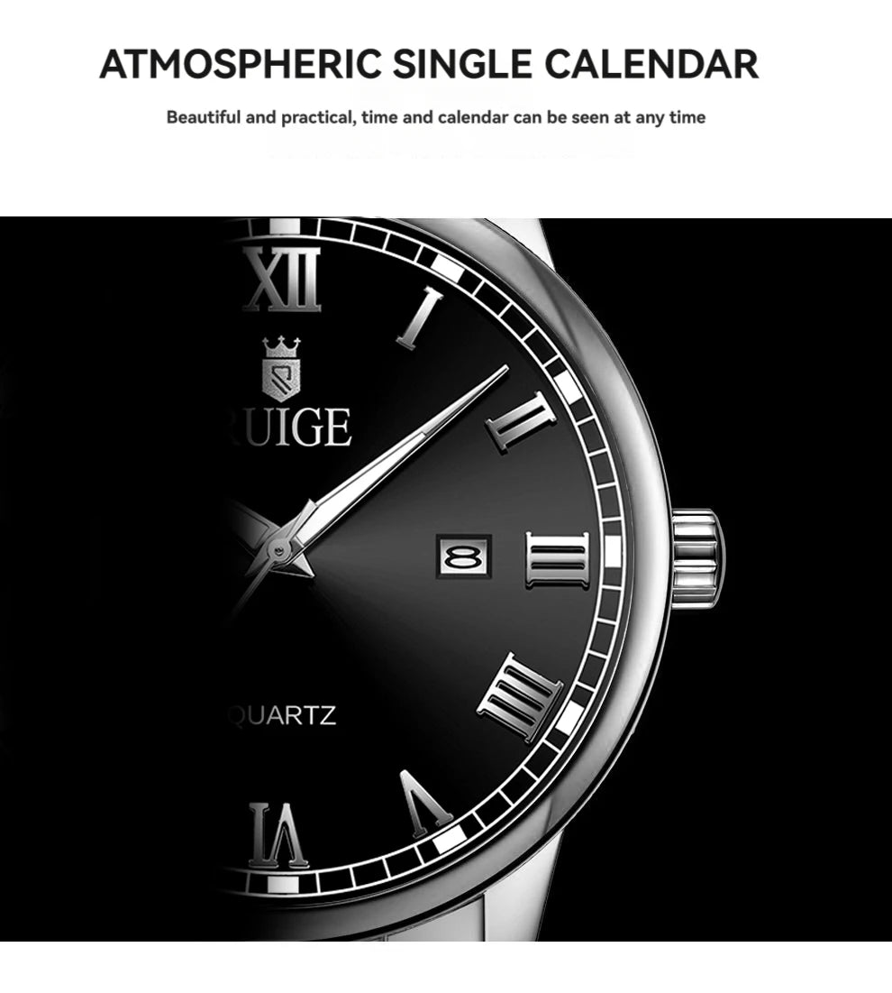 RUIGE Fashion Men's Watch Roman Scale Minimalist Men's Famous Watch Night Glow Waterproof Trendy Watch