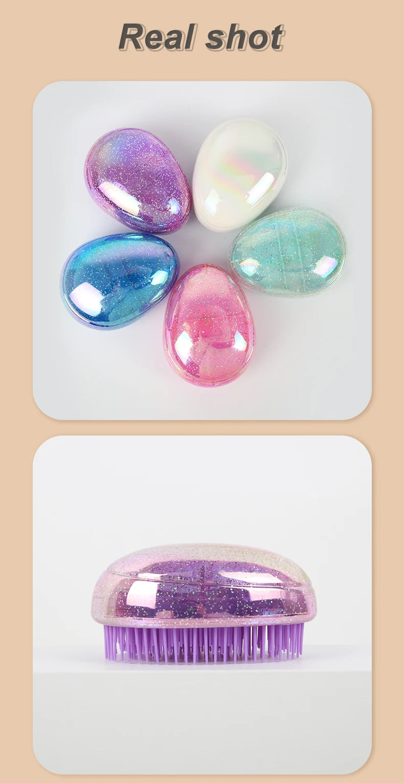 1PCS Portable Egg Shape Detangling Hair Comb Soft Scalp Massage Hairbrush Shining Beauty Styling Tool for Salon
