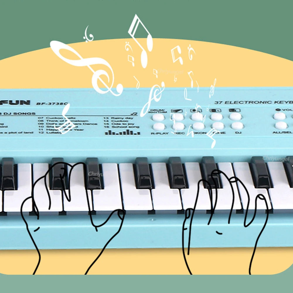 37 Keys Electronic Piano Keyboards with Microphone Rechargeable Education Toys Musical Instrument Gifts for Boys Girls