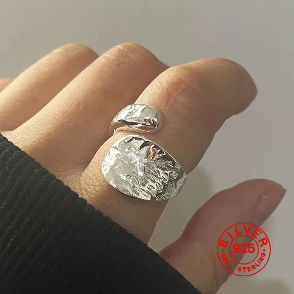 BF CLUB Silver Color Rings for Women Fashion Geometric Handmade Irregular Shinning Gold Ring Party Christmas Gift