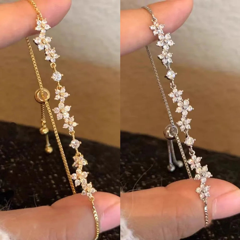 Zinc Alloy Bracelet Sparkling Zircon Flower Bracelet Handmade Bracelet Alloy For Daily Wear Fashion Accessory Party