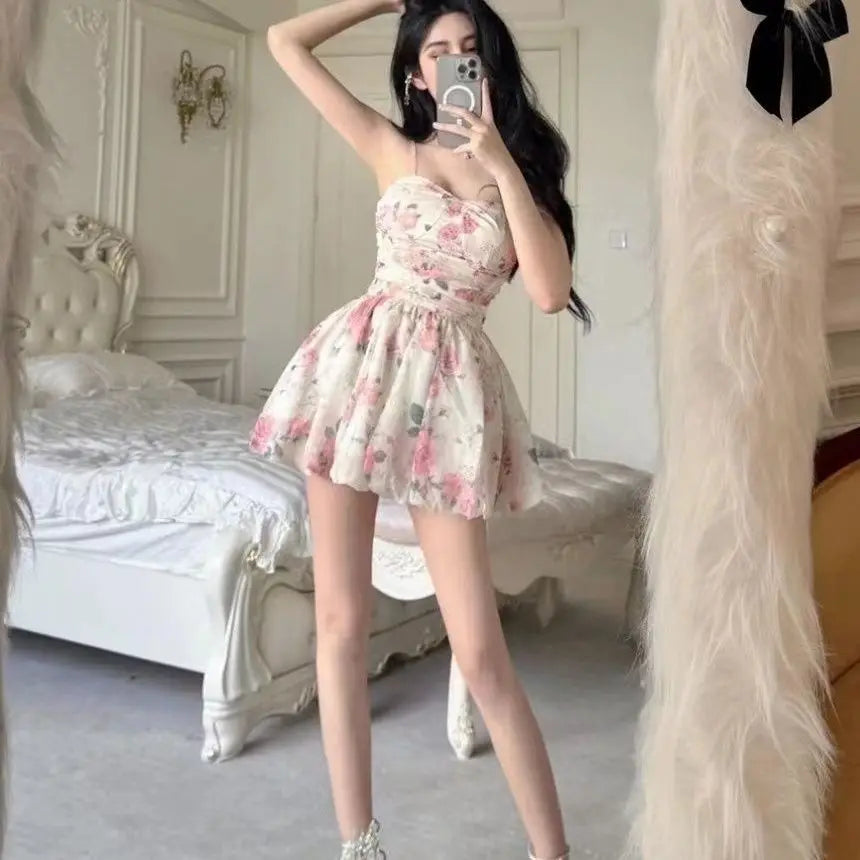 Gentle and Sweet Floral Temperament Hot Girl Slim Design Niche High-end Dress