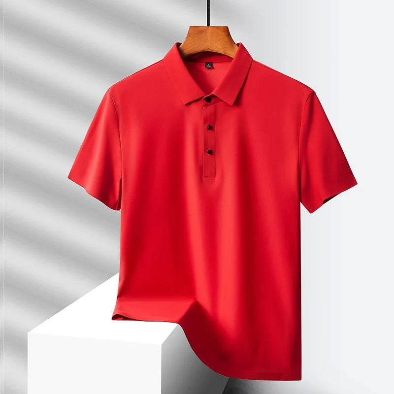 Men's Ice Silk Polo Shirt - Quick-Dry Loose Fit Short Sleeve
