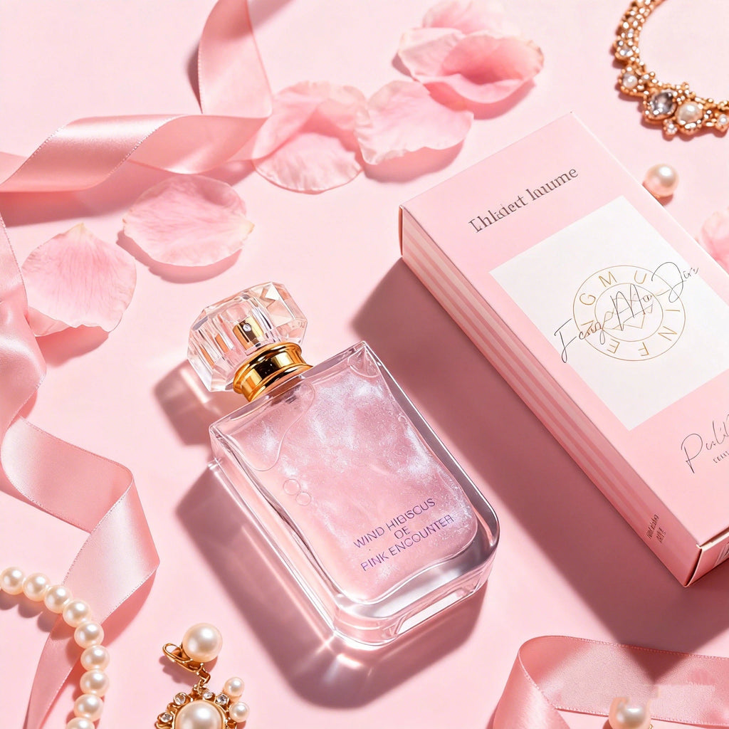 50ml Feng Mu Jin Pink Encounter Women Eau De Parfum, Long Lasting Floral Fruity Perfume, Grapefruit Quince Hyacinth Jasmine Scent, Musk Cedar Amber Fragrance, Shimmer Quicksand Bottle Gift for Girlfriend