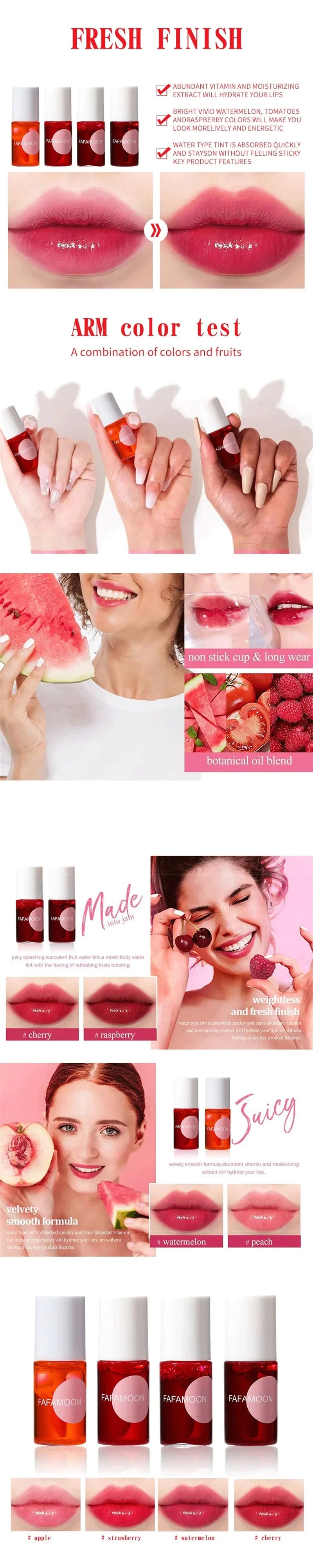 Mini Water Liquid Tint Moisturizing Lip Gloss Mirror Lip Glaze Long Lasting Waterproof Lipstick Rosered Lip Cheek Rouge Cosmetic
