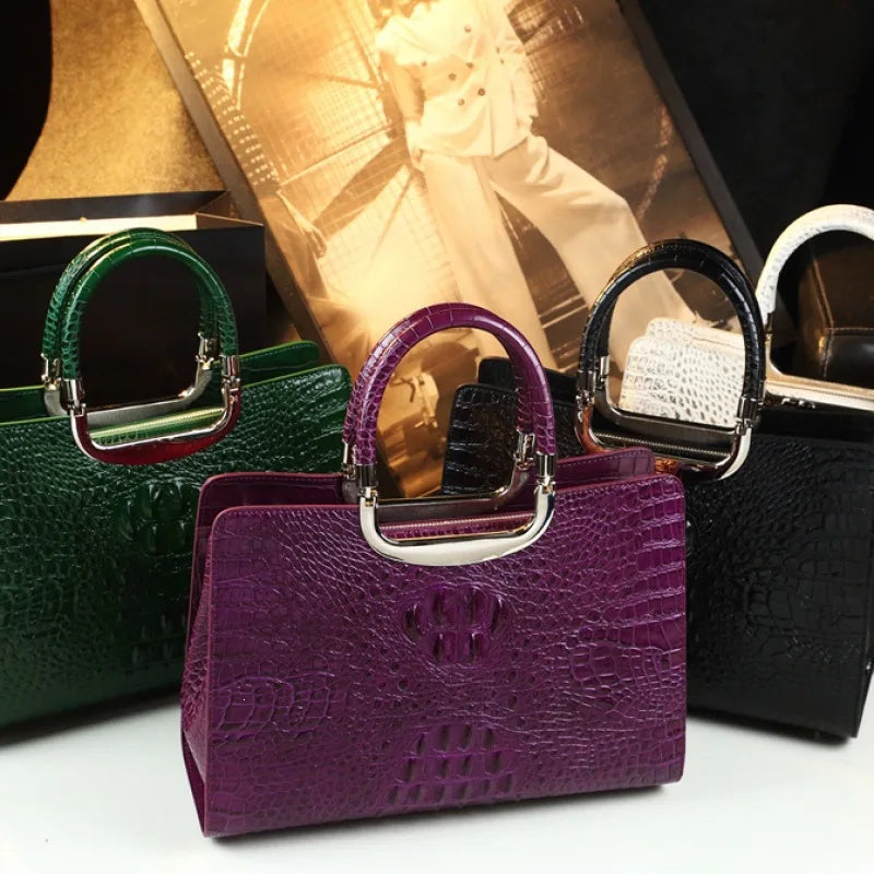 2026 New Ladies Large Tote Business Bag Luxury Leather Crocodile Pattern High Capacity Handbag Single Shoulder Bag for Women