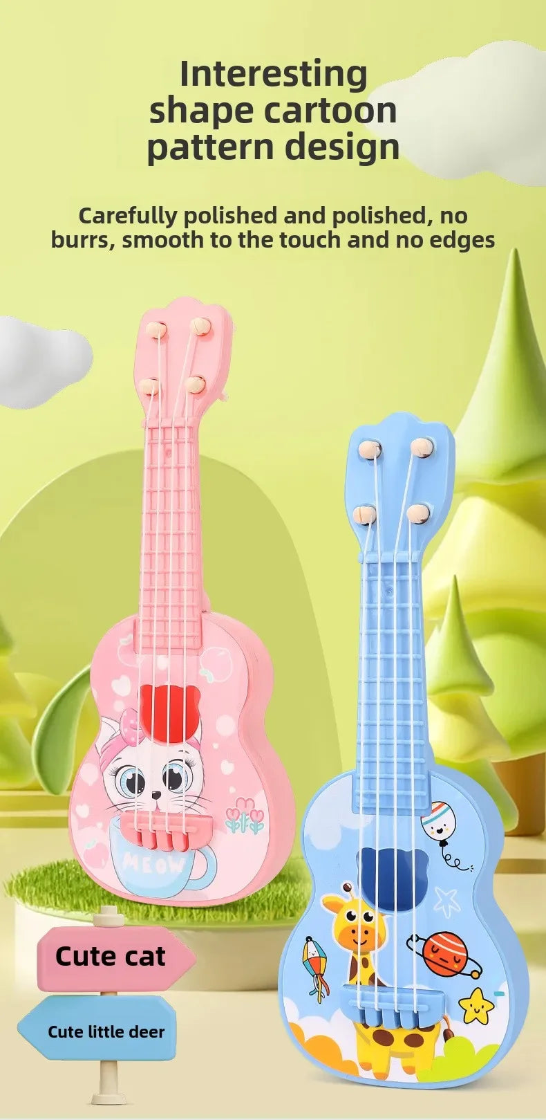 Mini Guitar Instrument Can Play Music Simulation Toy Ukulele Kids Guitar Toy Girl Boy Beginners Birthday Gift