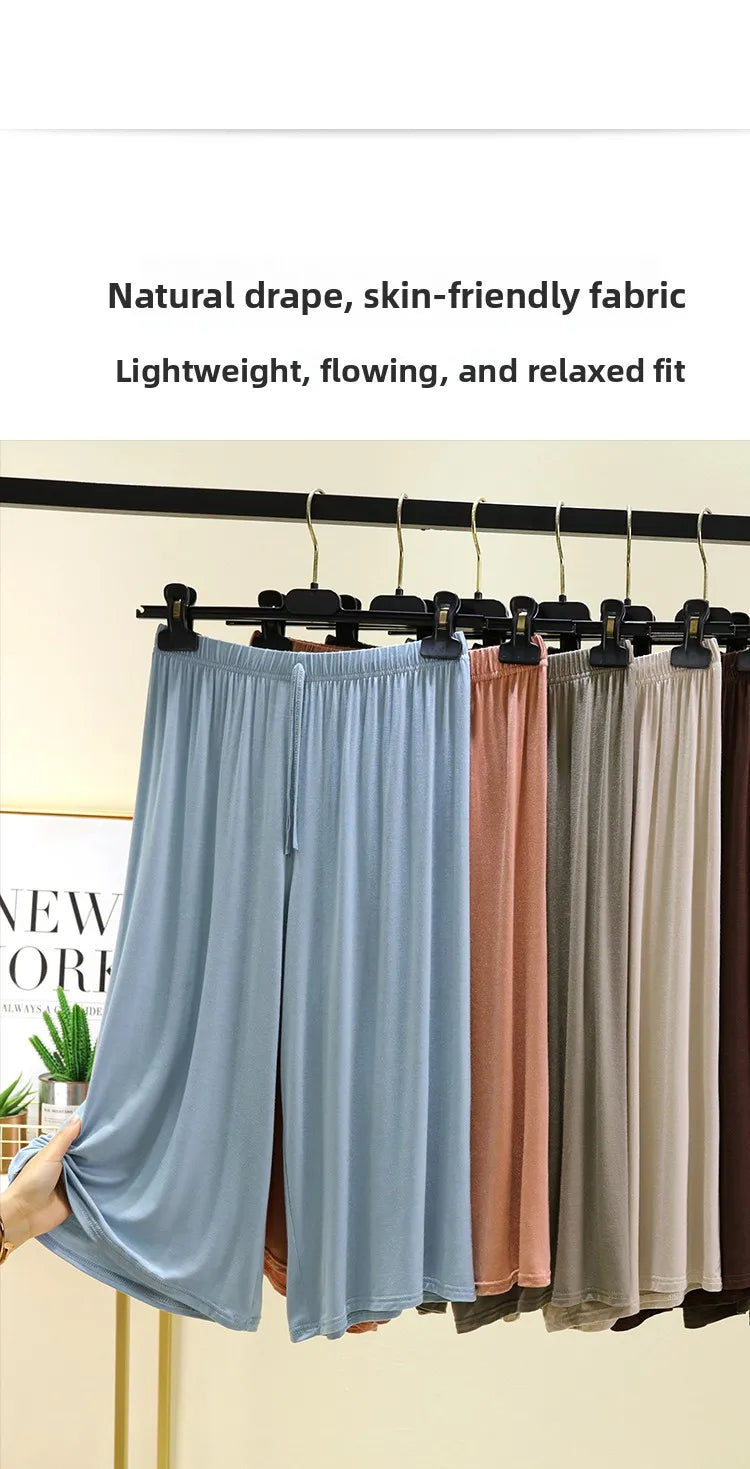 Women's Modal Wide-Leg Pants - High-Waisted Casual Summer Lounge
