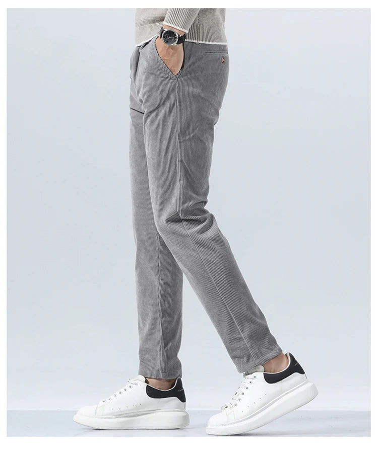 Autumn and Winter Men's Corduroy Trousers New Men's Clothing Stretch Slim Fit Casual Pants Fashion Mens Business Work Pants