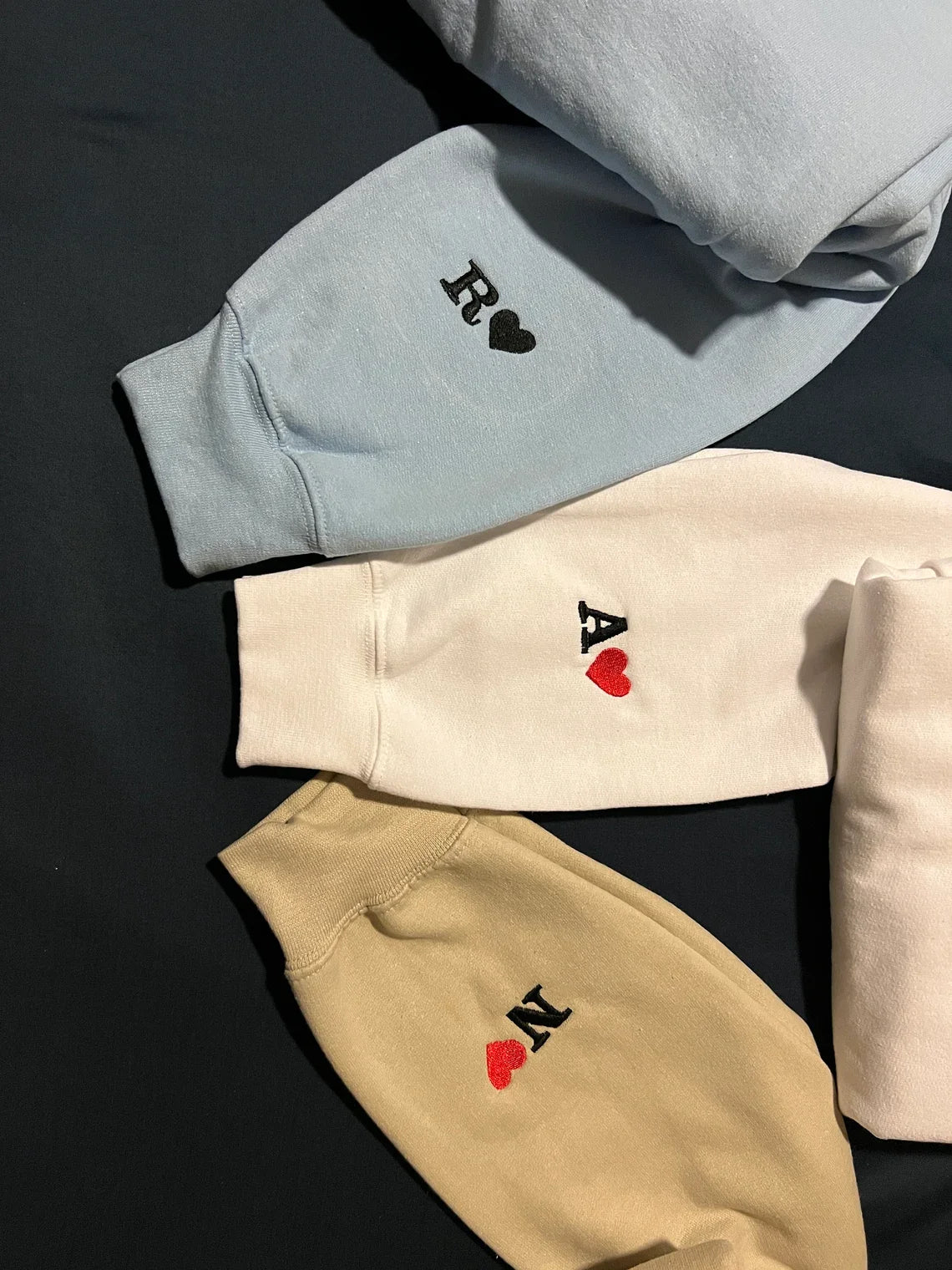 Custom Embroidered Roman Numeral Sweatshirt | Date, Heart And Initial On Sleeve | Personalized Couples Gifts | Couple Valentine