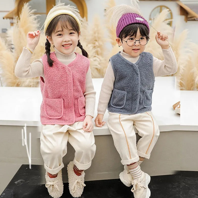 Baby Girl Boys Waistcoat Fleece Soft Warm Vest Autumn Winter Sleeveless Jacket for Children Boy Outerwear Toddler Coat Clothes