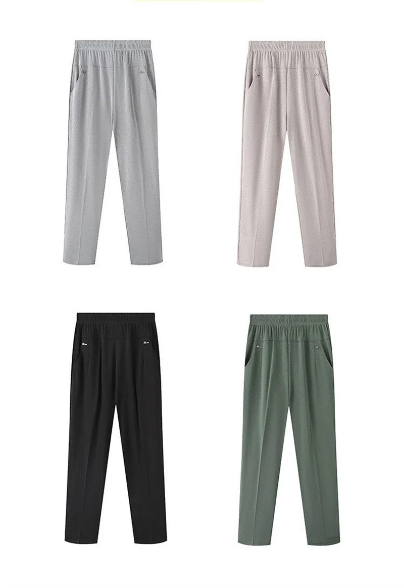 Middle Aged Women'S'S Pants 2026 New Summer Thin High Waiste Elastic Loose Straight Pants Female Casual Trousers 5Xl 6Xl 7Xl 8Xl