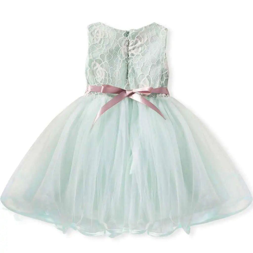 Sleeveless Baby Kids Lace Mesh Dresses for Children's Wedding Party Clothing Princess Girls Flowers Dress