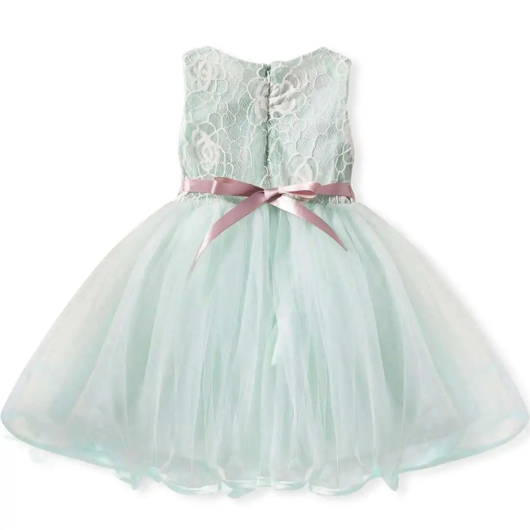 Sleeveless Baby Kids Lace Mesh Dresses for Children's Wedding Party Clothing Princess Girls Flowers Dress