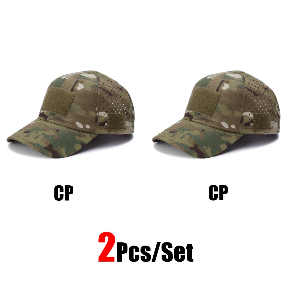 1/2Pcs New Men Camouflage Baseball Cap Breathable Sunscreen Hat Outdoor Sports Hunting Hiking Camping Beach Fishing Sun Hat