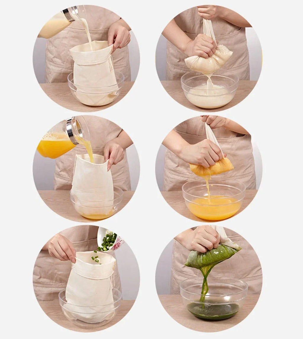 Bolsa para Leche Vegetal, Gadgets de Cocina para el Hogar, Escurridor de Platos, Utensilios de Cocina, Reutilizables, Sin Blanquear, Cosas Útiles para Cocina, Comedor, Bar, Herramientas de Filtro