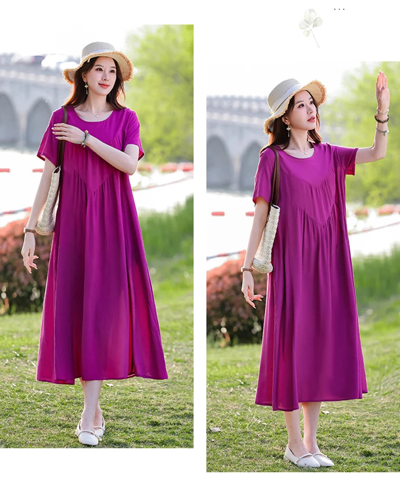 New Print plus size 2026 New Fashion Floral Printed Summer Dress Vestidos Elegant Short Sleeve Slim O-Neck Party Women clothing
