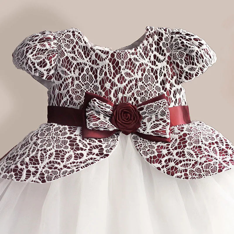 HETISO Lace Flower Girl Dress TUTU style Silk Belt Princess Kids Dresses 3 colors leopard Girls Party Dress for 1-6T
