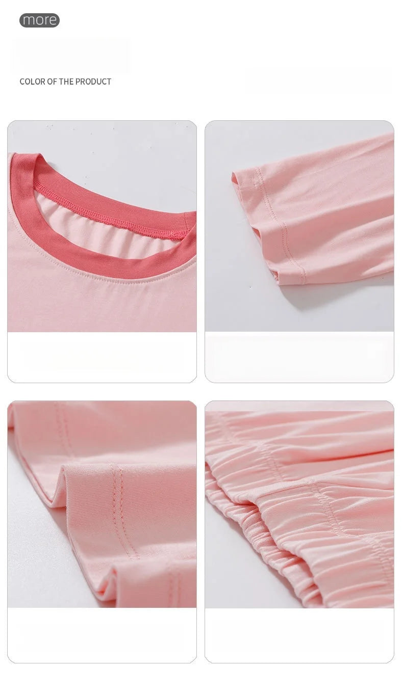 2026 Summer Thin Children Pajamas Contrast Color Soft Cooling Pajamas for Girls 10A Antibacterial Boys Sleepwear