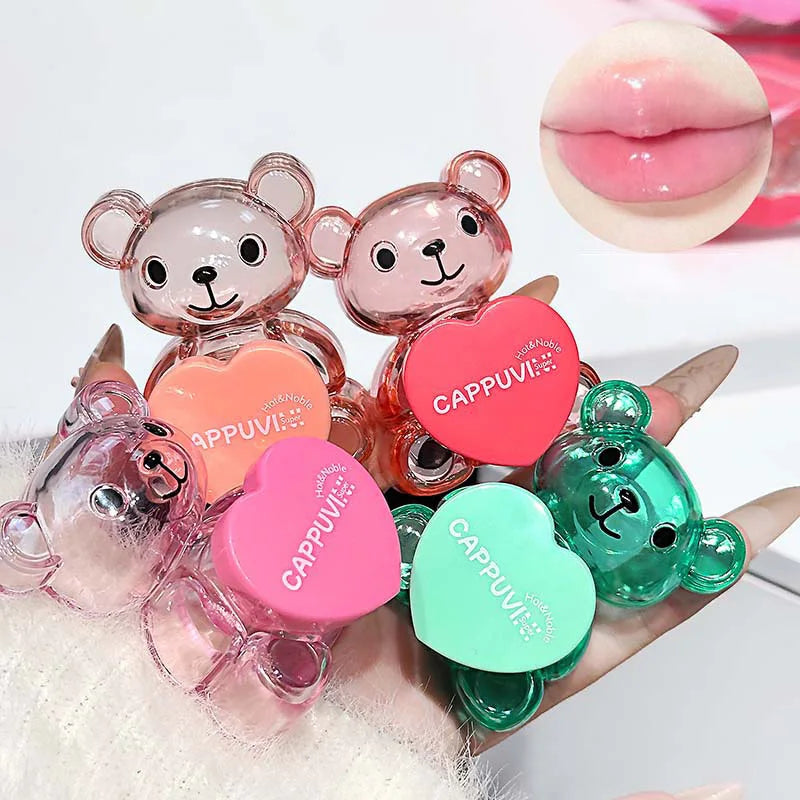 Cappuvini Soft and Cute Bear Lip Balm Moisturizing and Hydrating, Reduces Lip Lines, Non-Greasy, Limited Edition for Christmas and Halloween, Autumn and Winter Lip Care.
