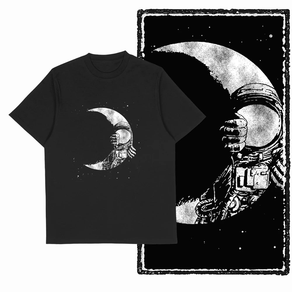 The Coolmind Men's 100% Cotton Astronaut Graphic T-Shirt - Black