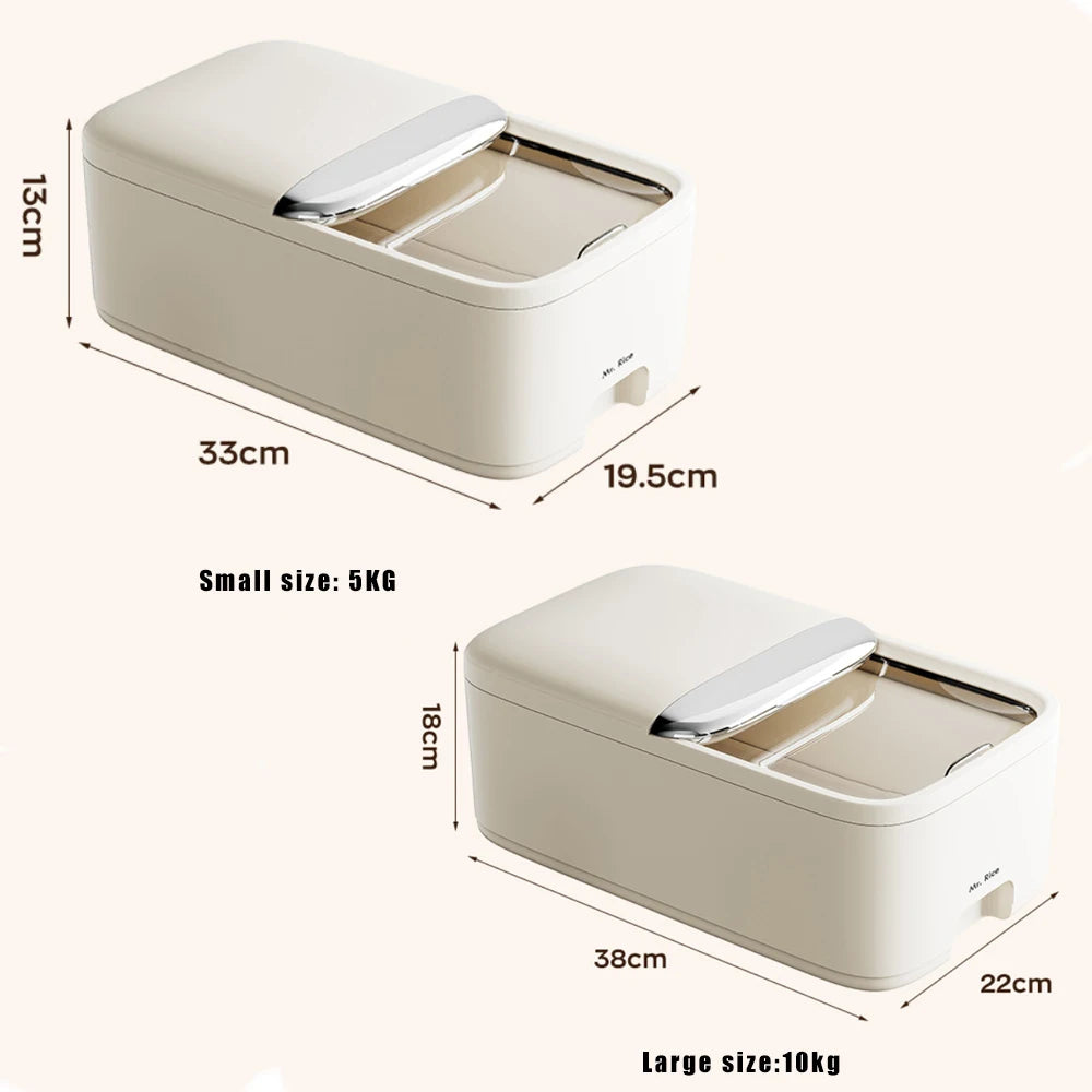 Caja de almacenamiento de arroz de 10 kg para el hogar con tapa, a prueba de insectos y humedad, caja de arroz, tarro sellado para granos, contenedor de cocina para almacenar granos secos