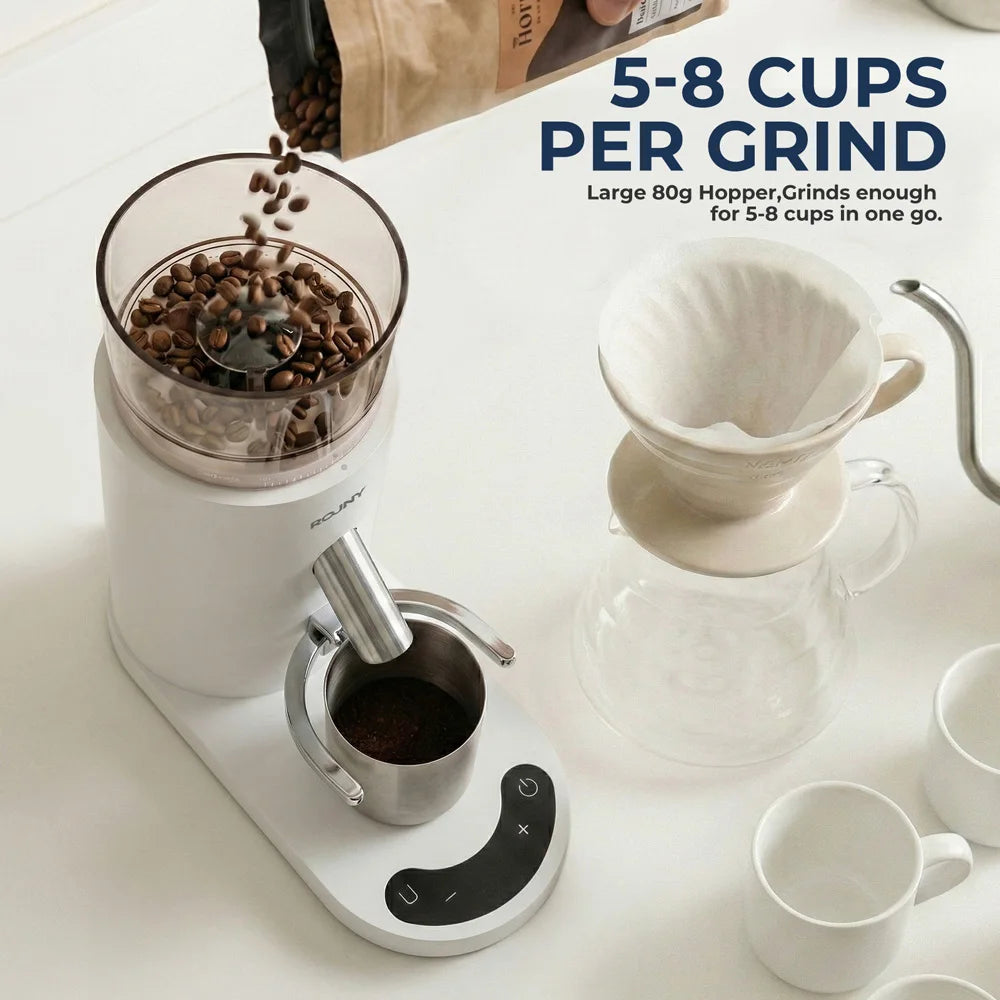 Portable Cordless Burr Coffee Grinder,60‑Speed Fine‑Coarse Adjustment,Rechargeable Coffee Mill for Camping, RV, Office & Kitchen