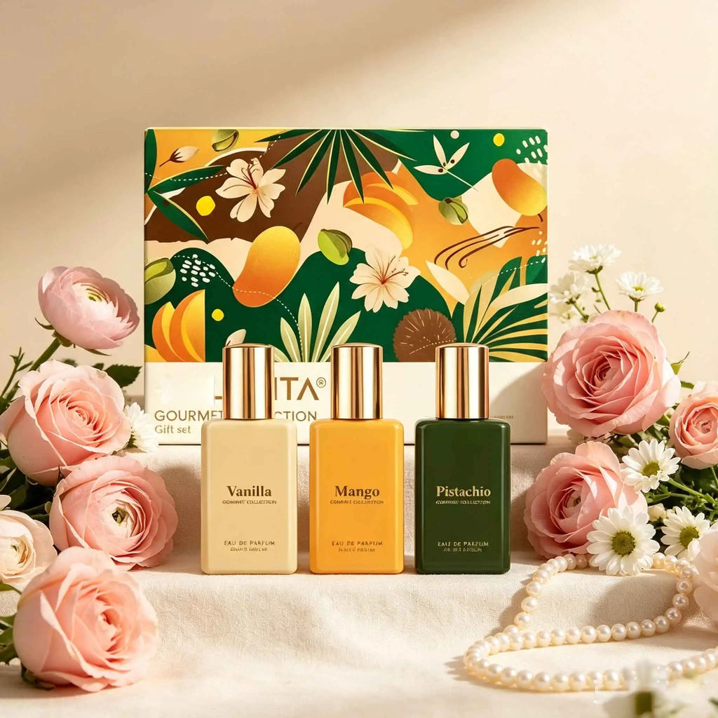 BELLAVI gourmet perfume gift box, a combination of three sweet scents of vanilla milk, sweet mango, and warm pistachio, which can gently heal the taste of the small crowd, is suitable for self use gift giving in a portable ca