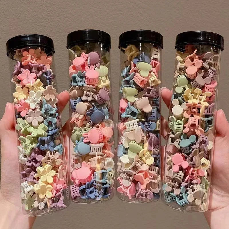 50PCS/Box Cute Cartoon Princess Girl Hairpins Colorful Flower Mini Hair Claws Kids Headwear Hair Accessory for Girl