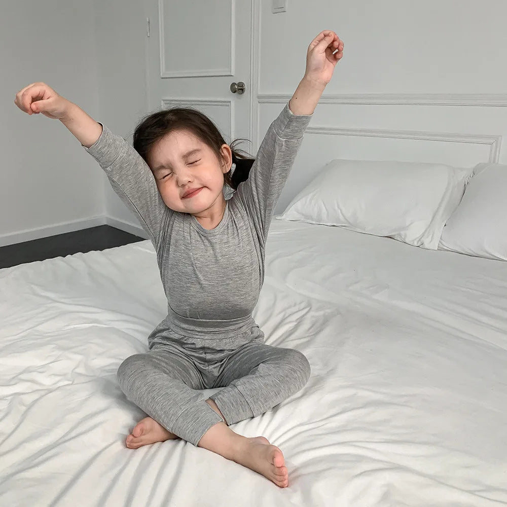 1-8T Toddler Kid Baby Boy Girl Pajamas Set Homewear 2pcs Clothes Set Long Sleeve Top High Waist Pant Suit PJ Outfit