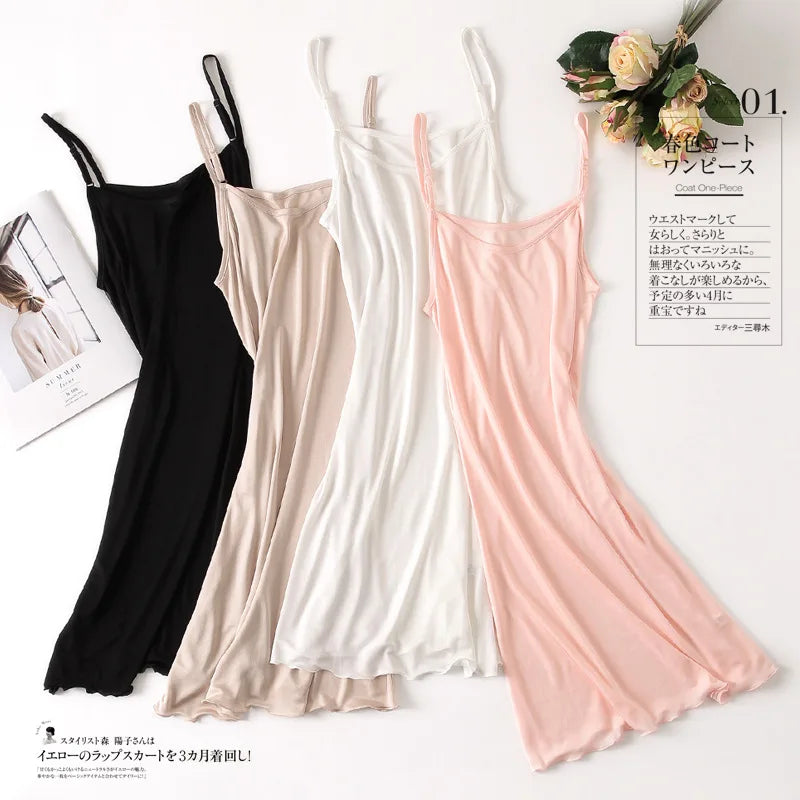Winsleter, 23%Silk 77%Viscose Petticoat, Women Intimates Sexy Slip Dress, Solid Minimalist Nightgown Skirt 2026 Spring P62942JF