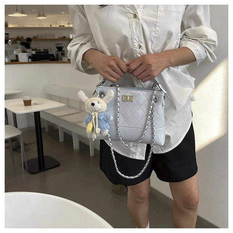 Korean Style Casual Women's Large Capacity Simple Tote Bag Fashion Trendy Underarm Leisure Handbag Daily Match PU Material