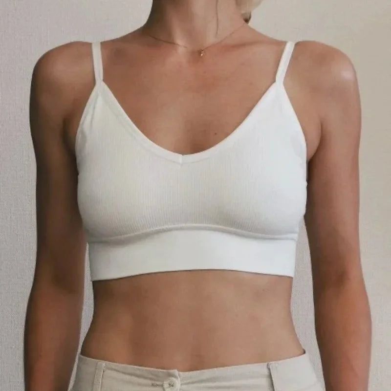 Women's Crop Top Ribbed Tube Top U-Back Comfort Bra Streetwear Camis Sexy Lingerie Seamless Underwear Sports Tank Bralette M-XL