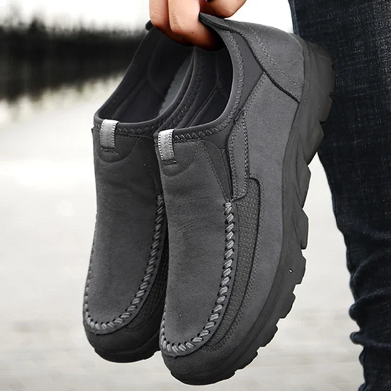 PUAMSS Men's Slip-On Loafers | Breathable Leather Casual Shoes