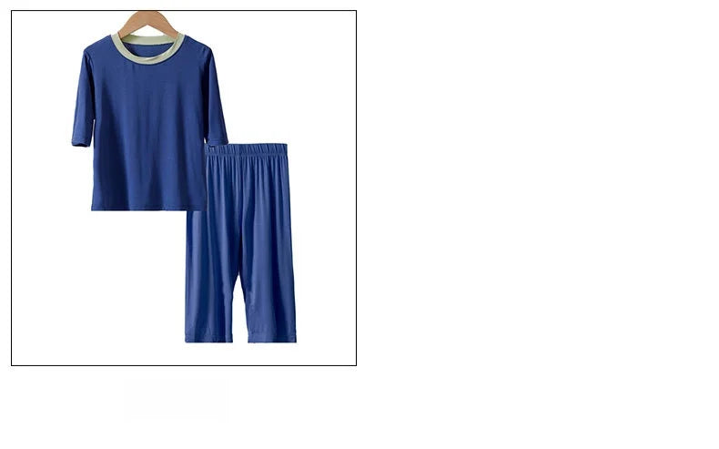 2026 Summer Thin Children Pajamas Contrast Color Soft Cooling Pajamas for Girls 10A Antibacterial Boys Sleepwear