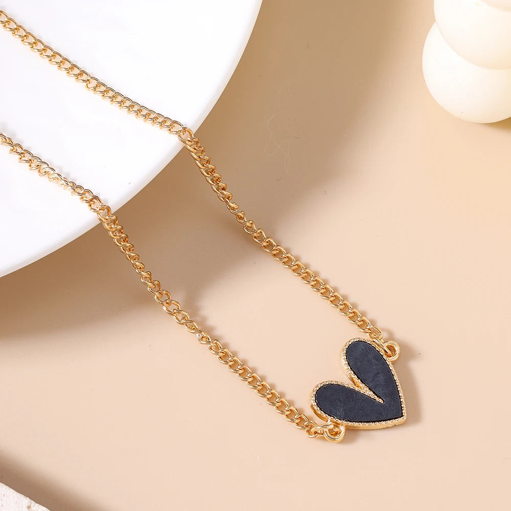 Cute Love Heart Pendant Necklace for Women Girls Gold Color Choker Necklaces Chain Birthday Jewelry Gifts