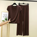 Women's Plus Size Pajama Set - Short Sleeve T-Shirt & Wide Leg Pants