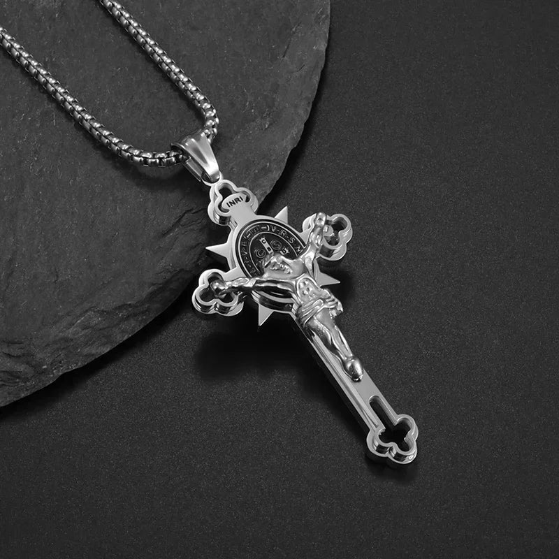 Christian Jesus Portrait Iced Out Necklace Pendant For Men And Women Cross Catholic Amulet Jewelry