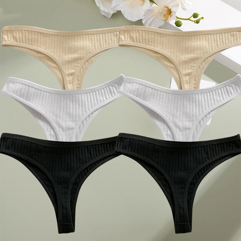 Conjunto de tangas y bragas transpirables de algodón para mujer, cómodas para uso diario